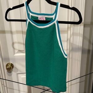 Pink Lily small Green and White Tank Top.  Like new